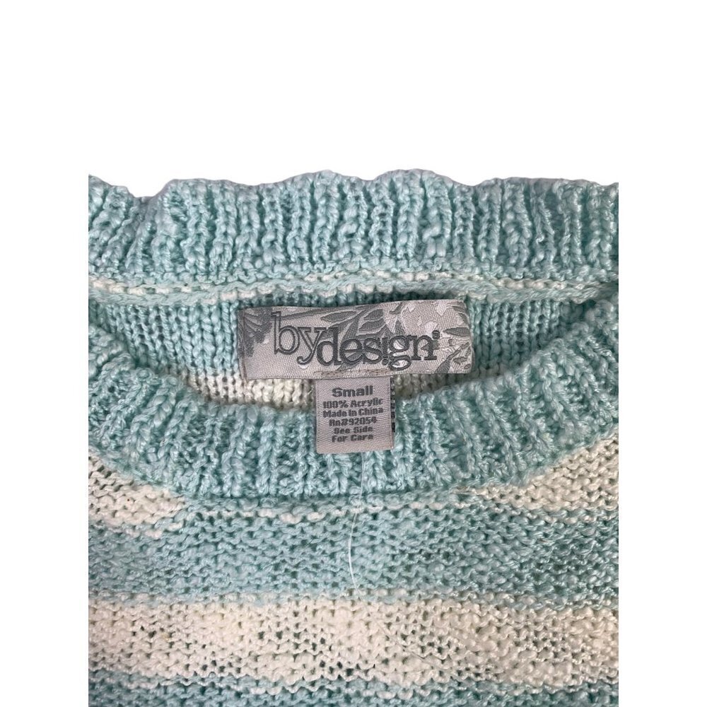 By Design Women's Aqua Blue & White Knitted Sweater - Picture 3 of 6